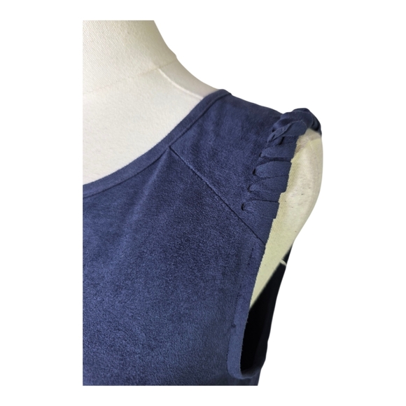 Evolution by Cyrus Navy Sleeveless Faux Suede Shift Dress Size Small - Picture 2 of 7